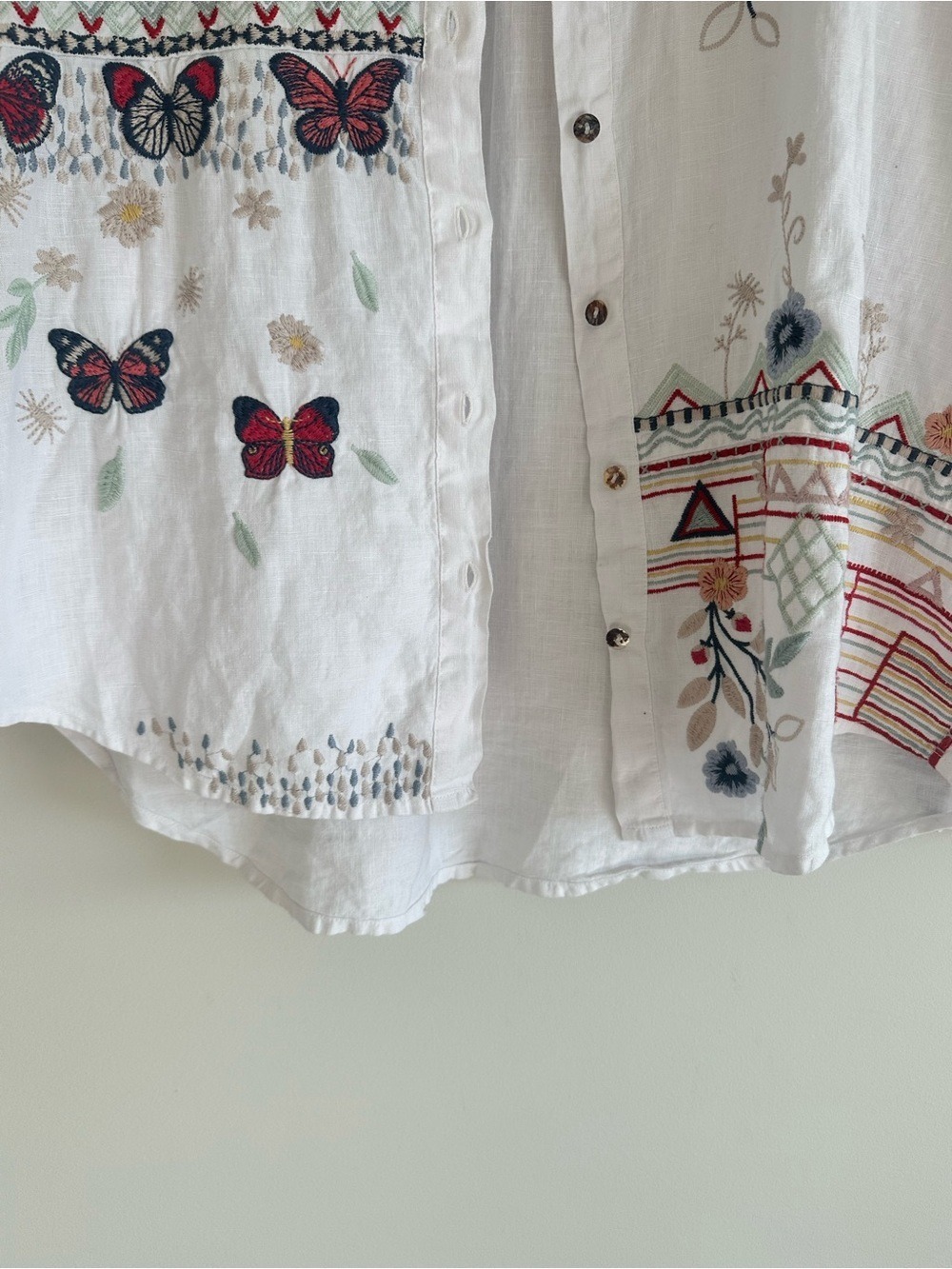 Johnny Was Aravis Linen Embroidered Shirt White Size XS - Picture 9 of 14